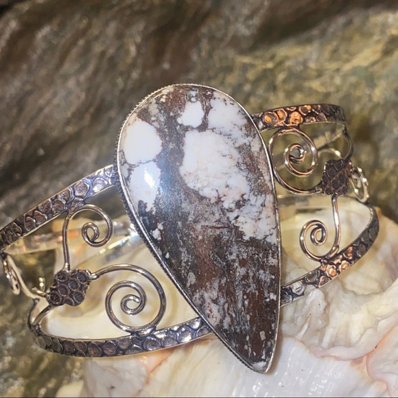 Wild horse Jasper teardrop Handcrafted cuff